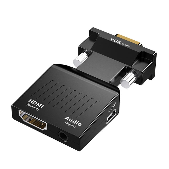 HW-2217 VGA to HDMI Converter With Audio Computer Host to HD Converter(Black)-garmade.com