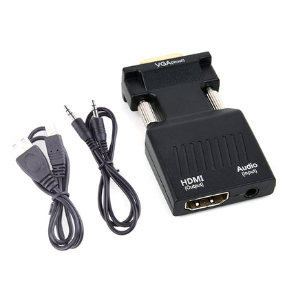 HW-2217 VGA to HDMI Converter With Audio Computer Host to HD Converter(Black)-garmade.com