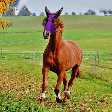 MMZ-001 Breathable Horse Mask Mosquito Insect And Fly Mask Equestrian Supplies(Rose Red)-garmade.com