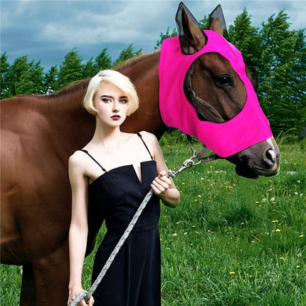 MMZ-001 Breathable Horse Mask Mosquito Insect And Fly Mask Equestrian Supplies(Black)-garmade.com