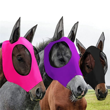 MMZ-001 Breathable Horse Mask Mosquito Insect And Fly Mask Equestrian Supplies(Purple)-garmade.com