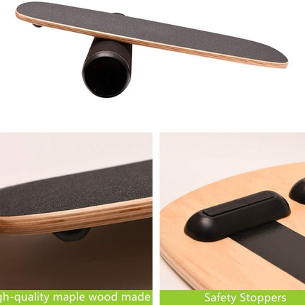 Surfing Ski Balance Board Roller Wooden Yoga Board, Specification: 03A Black Sand-garmade.com