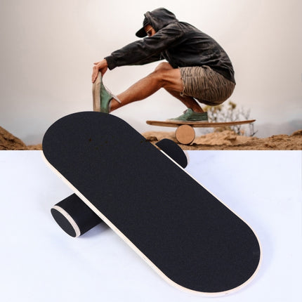 Surfing Ski Balance Board Roller Wooden Yoga Board, Specification: 04A Black Sand-garmade.com