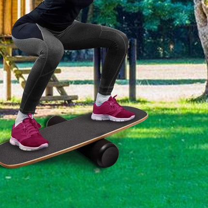 Surfing Ski Balance Board Roller Wooden Yoga Board, Specification: 04A Black Sand-garmade.com