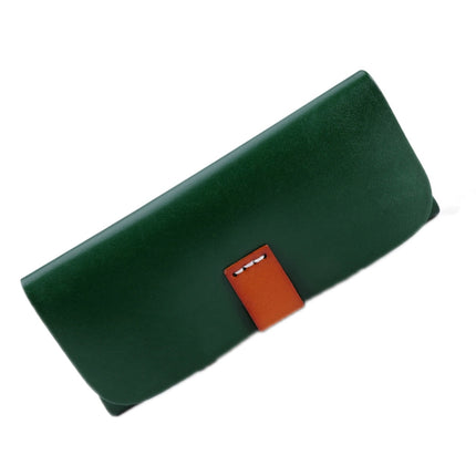 K064 Multifunctional Vegetable Tanned Leather Glasses Storage Box(Army Green)-garmade.com