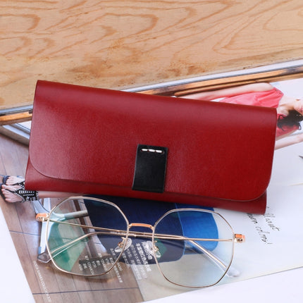 K064 Multifunctional Vegetable Tanned Leather Glasses Storage Box(Red Brown)-garmade.com