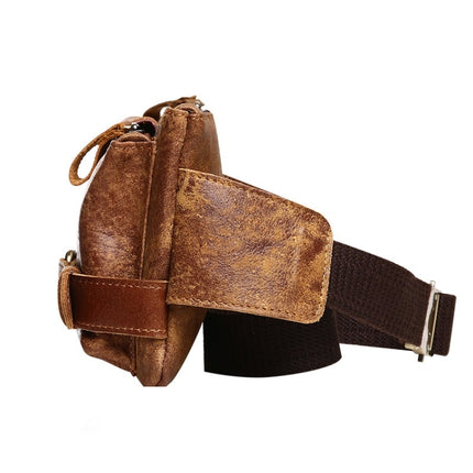 8135 Men Outdoor Sports Multifunctional Cowhide Leather Waist Bag(Matte Brown)-garmade.com