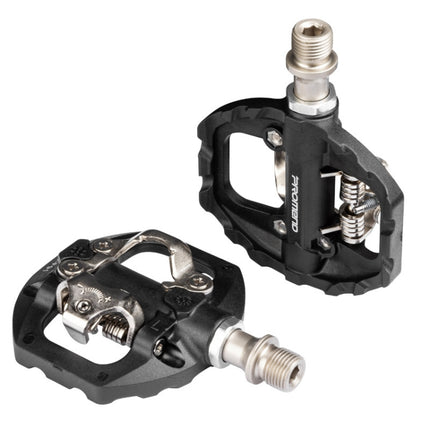 PROMEND 1 Pair PD-F91 Mountain Bike Aluminum Alloy Bearing Single-Sided Self-Locking Pedal With Cleat, Size: L(Black)-garmade.com