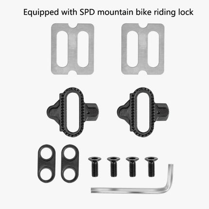 PROMEND 1 Pair PD-F91 Mountain Bike Aluminum Alloy Bearing Single-Sided Self-Locking Pedal With Cleat, Size: L(Black)-garmade.com