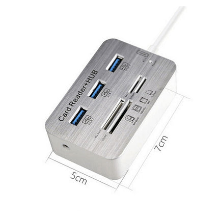 619-3.0 3 Port HUB + 4 Port Card Reader One to Three High Speed USB 3.0 Hub Splitter(White)-garmade.com