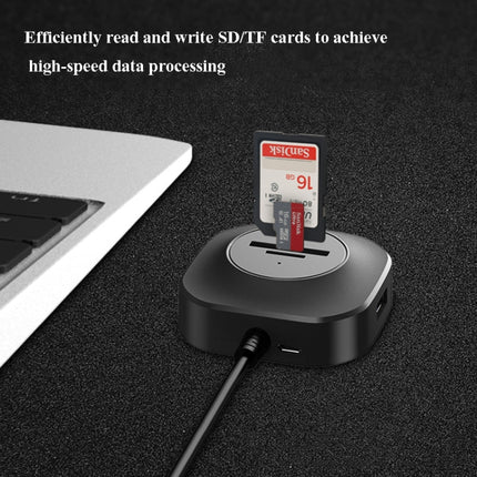 H25-2.0 3 x USB Port + TF/SD Card Reader Computer Notebook High-Speed Hub Splitter-garmade.com