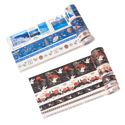 2 Sets Retro Wind Hot Stamping And Paper Tape Lipstick Decorative Tape Hand Account Tape(Tokyo and Wind)-garmade.com