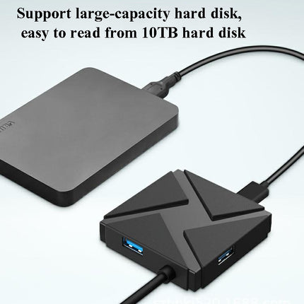 HY- 01 Square USB 3.0 Four-Port HUB One to Four HUB Splitter(Black)-garmade.com