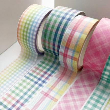 2 Packs Paper Lattice Decorative Material Tape For Handbook(Rainbow Plaid)-garmade.com