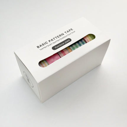 2 Packs Paper Lattice Decorative Material Tape For Handbook(Rainbow Plaid)-garmade.com