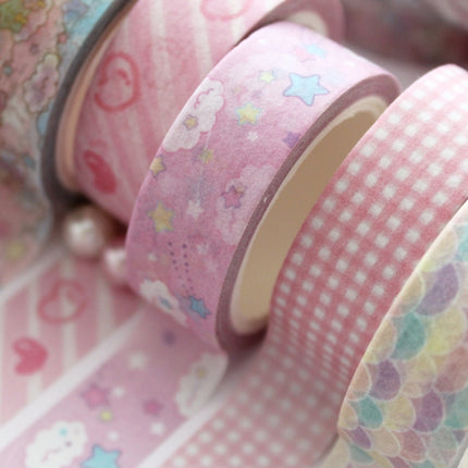 10 Rolls 8689 Pocket And Paper Tape DIY Diary Decoration Tape(Pink Loves Nebula)-garmade.com