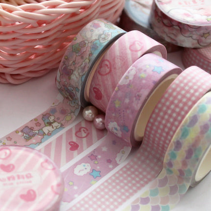 10 Rolls 8689 Pocket And Paper Tape DIY Diary Decoration Tape(Heart Powder)-garmade.com