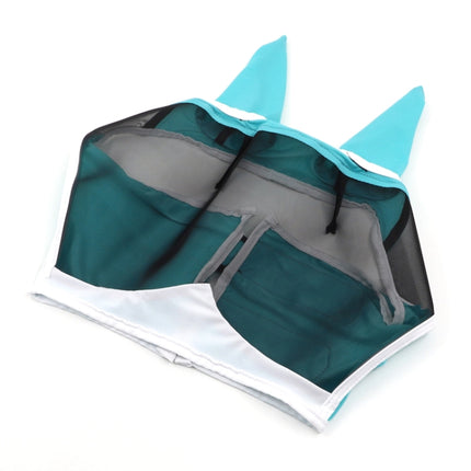 Elastic Breathable Horse Mask Anti-Mosquito And Insect-Proof Cover, Specification: L:80x114x45cm(Blue)-garmade.com
