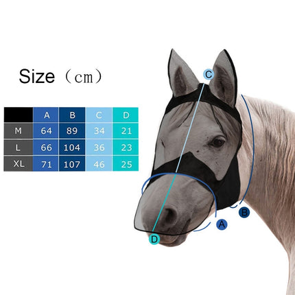 Summer Anti-Mosquito Breathable And Comfortable Horse Mask XL(Black)-garmade.com