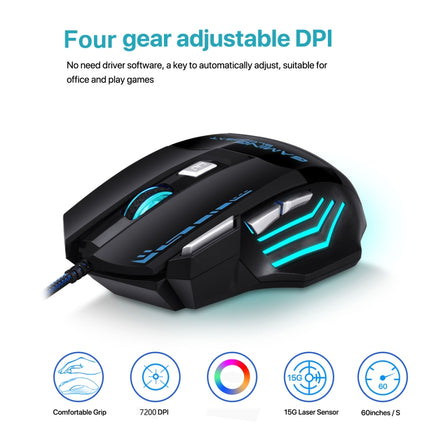GAMING BLOODBAT GM02 7 Keys USB Wired Optoelectronics Game Mouse Digital Respiratory Lights Mouse-garmade.com