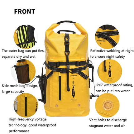 AFISHTOUR FW2079 35L PVC Outdoor Sports Waterproof Bag Diving Large Capacity Backpack(Yellow)-garmade.com
