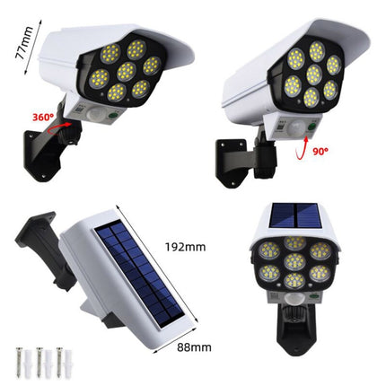 Solar Sensor LED Wall Light Simulation Surveillance Camera Glare Anti-Thief Street Lamp, Style: Remote Control (77LED)-garmade.com