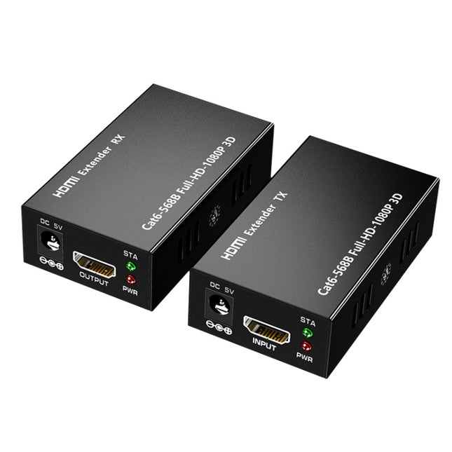 1 Pair HW-YD60 HDMI Extender 1080P Signal Amplifier, Effective Distance: 60m, EU Plug(Black)-garmade.com