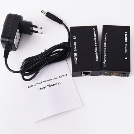 1 Pair HW-YD60 HDMI Extender 1080P Signal Amplifier, Effective Distance: 60m, EU Plug(Black)-garmade.com