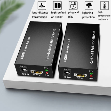 1 Pair HW-YD60 HDMI Extender 1080P Signal Amplifier, Effective Distance: 60m, EU Plug(Black)-garmade.com