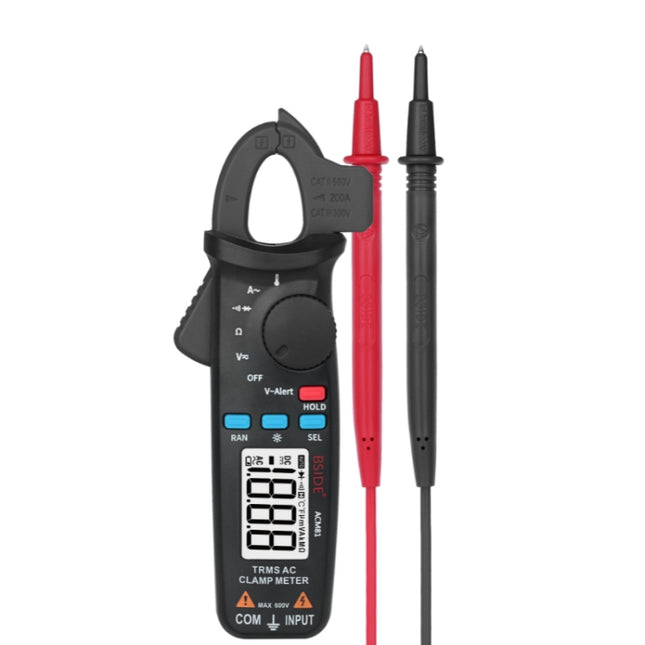 BSIDE ACM81 Digital Clamp Meter Auto-Rang 1mA Accuracy 200A Current DC AC Multimeter(Black)-garmade.com
