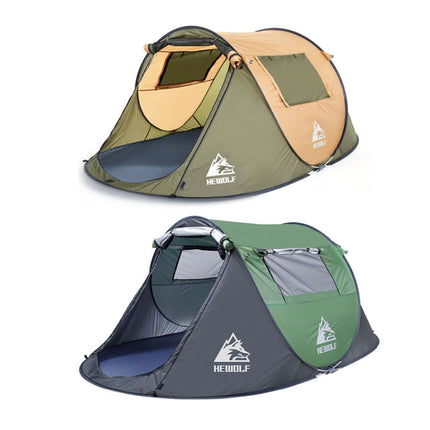 Hewolf 1766 Outdoor Automatic Windproof Quick-Opening Tent Camping Sunscreen Tent For 2-3 People (Army Green)-garmade.com