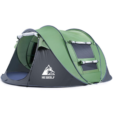 Hewolf 1766 Outdoor Automatic Windproof Quick-Opening Tent Camping Sunscreen Tent For 4-5 People (Army Green)-garmade.com
