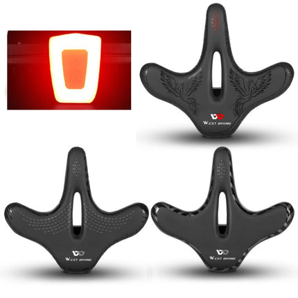 WEST BIKING YP1602797 Bicycle Hollow Seat Night Riding With Warning Tail Light Seat(Line Swallow)-garmade.com