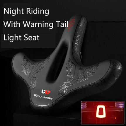 WEST BIKING YP1602797 Bicycle Hollow Seat Night Riding With Warning Tail Light Seat(Black Goose)-garmade.com