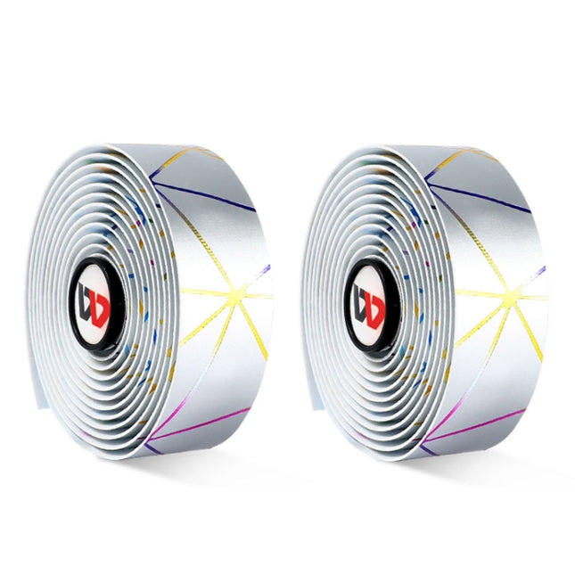 1 Pair WEST BIKING YP0804059 Road Bike Color Line Bar Belt PU Non-Slip Riding Bar Belt(Silver Color)-garmade.com
