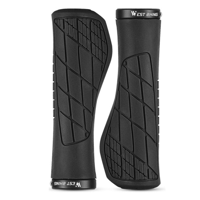 1 Pair WEST BIKING YP0804060 Bicycle Grips Mountain Bike Non-Slip Rubber Grips(Black)-garmade.com