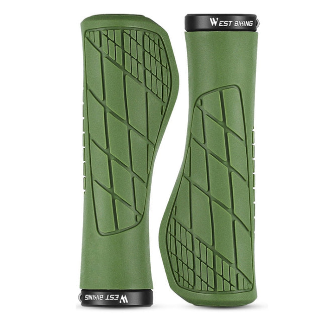 1 Pair WEST BIKING YP0804060 Bicycle Grips Mountain Bike Non-Slip Rubber Grips(Green)-garmade.com
