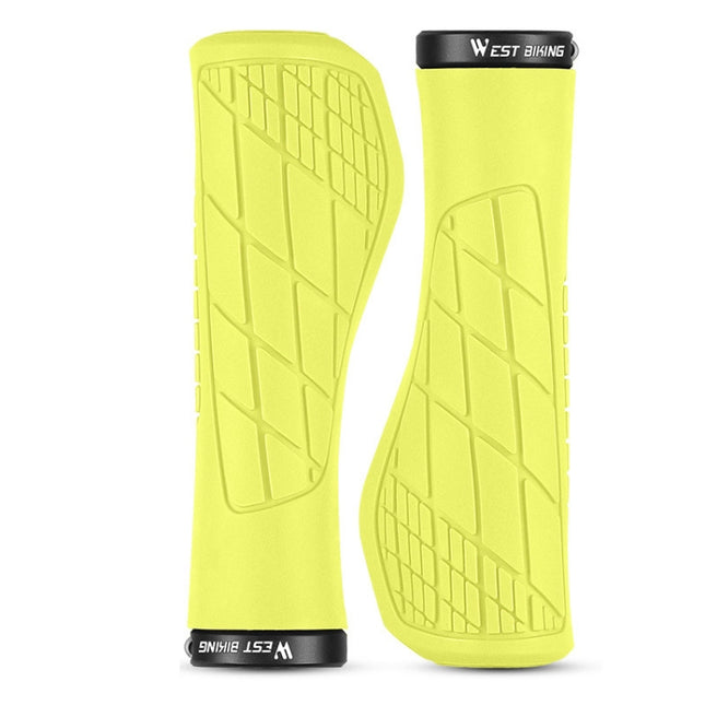 1 Pair WEST BIKING YP0804060 Bicycle Grips Mountain Bike Non-Slip Rubber Grips(Yellow)-garmade.com