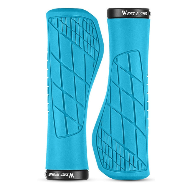 1 Pair WEST BIKING YP0804060 Bicycle Grips Mountain Bike Non-Slip Rubber Grips(Blue)-garmade.com