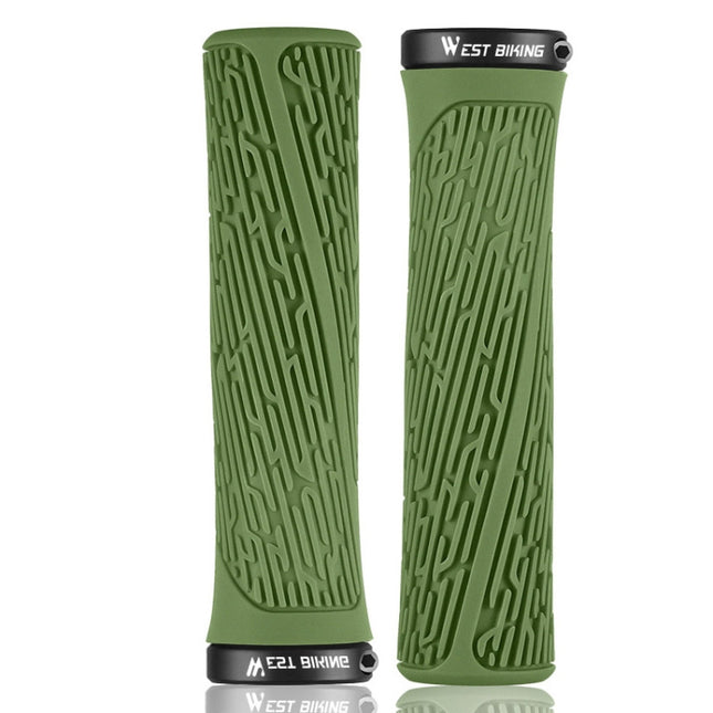1 Pair WEST BIKING YP0804061 Bicycle Anti-Slip Shock Absorber Grip Mountain Bike Rubber Handlebar Cover(Ink)-garmade.com