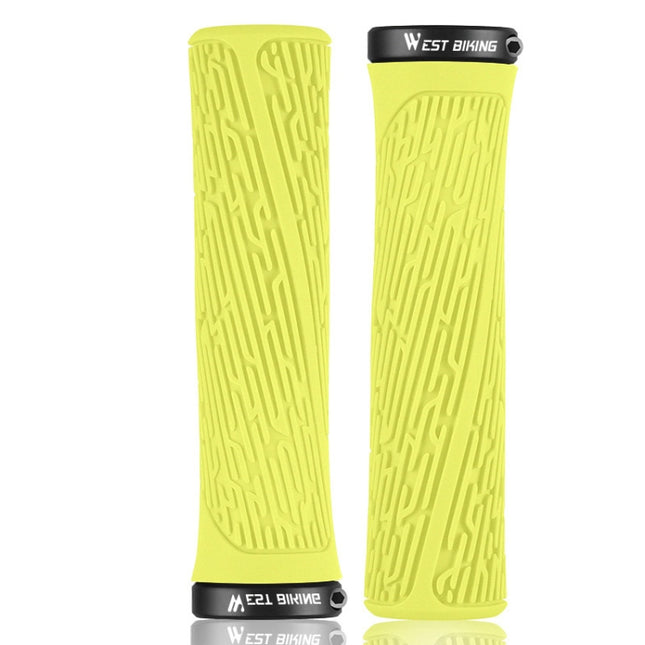 1 Pair WEST BIKING YP0804061 Bicycle Anti-Slip Shock Absorber Grip Mountain Bike Rubber Handlebar Cover(Yellow)-garmade.com