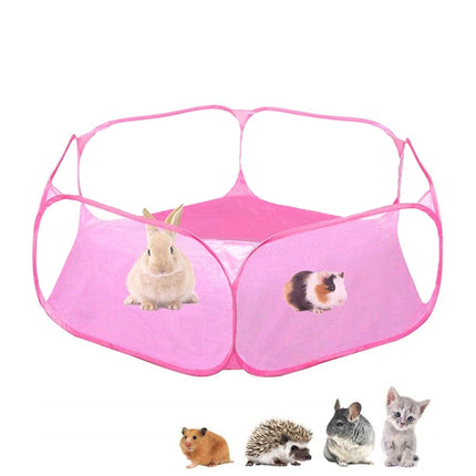 Portable Small Animal Game Fence Folding Outdoor Interior Pet Tent(Pink Opp Bag)-garmade.com