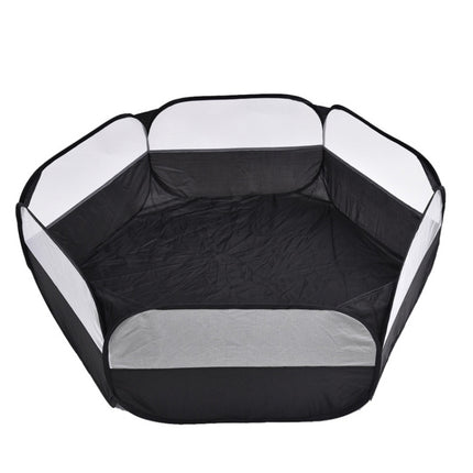 Folded Small Pet Fence Outdoor Workout Game Crawling Small Animal Tent, Specification： With Side Cloth (Black)-garmade.com