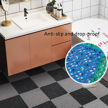 4 PCS Thickened PVC Can Be Spliced ??Floor Mat Kitchen Bathroom Anti-Slip Foot Pad Hollow Injection Pad, Size: 30x30x1.5cm(Black)-garmade.com