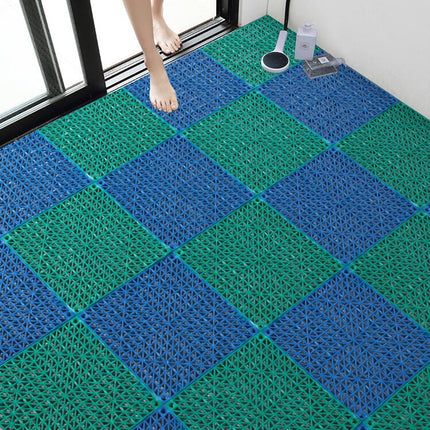 4 PCS Thickened PVC Can Be Spliced ??Floor Mat Kitchen Bathroom Anti-Slip Foot Pad Hollow Injection Pad, Size: 30x30x1.5cm(Blue)-garmade.com