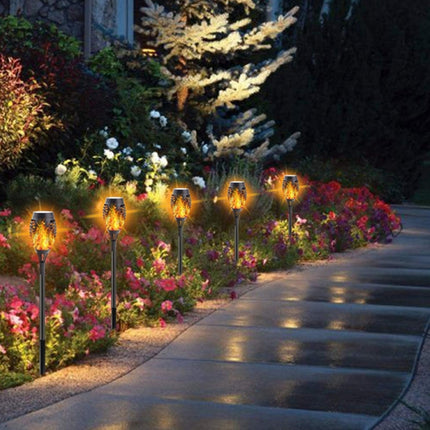 2 PCS Outdoor Courtyard Solar Flame Light Park Lawn Decoration Waterproof Landscape Light(12 LED)-garmade.com