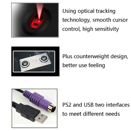 2 PCS Cadeva 006 3 Keys Wired Mouse Household Computer Mouse(USB Interface)-garmade.com