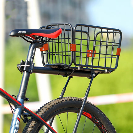 WEST BIKING YP0712030 Bicycle Aluminum Alloy Rack Cart Basket Mountain Bike Back Seat With Basket(Black)-garmade.com