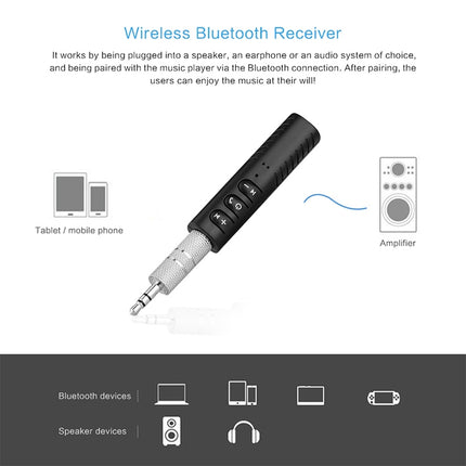 H-139 3.5mm Lavalier Bluetooth Audio Receiver with Metal Adapter(Red)-garmade.com