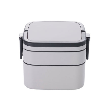 2 PCS Double-Layer Portable Microwave Oven Can Heat Lunch Box With Lid, Style： Square(Light Grey)-garmade.com